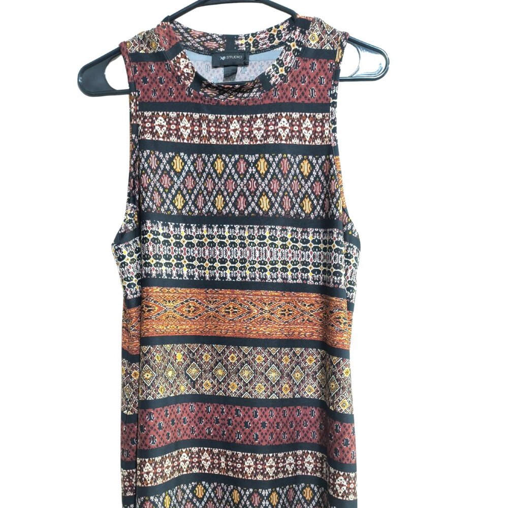 AB Studio XL Geometric Aztec Print Mock Neck Tank Top